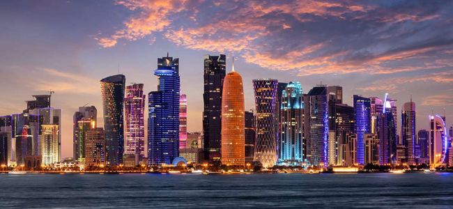 Doha city skyline at night